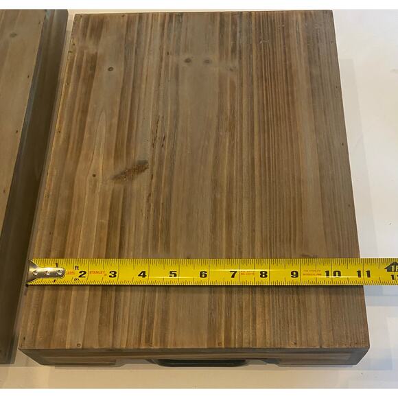 2 Decorative Nested Wood Serving Trays Rustic Wooden Breakfast Trays w/Handles - Picture 6 of 10